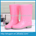 Shugxin Pink Household Женские резиновые резиновые сапоги на низком каблуке B-818